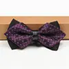 Pajarita Puntiaguda para Hombre Formal Estilo Coreano Puntiaguda Doble Capa Novio Boda Vino Tinto Pajarita Negra para Mujer