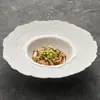 Tazón de Cerámica Cuadriculada Estilo Sombrero de Paja Hecho en Fábrica, Tazón Grande para Sopa con Acabado de Alta Gama, Tazón Creativo Irregular con Textura Martillada para Pasta, Tazón para Ramen