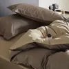 Conjunto de quatro peças em cetim 100% algodão de fibra longa e alta contagem de fios, conjunto de cama de luxo leve de algodão puro para quarto principal