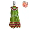 Novo Vestido Longo Mexicano de Balanço de Cinco Cores 2025 Traje de Dança Nacional Fantasia de Jogo para Apresentação Infantil