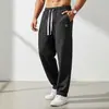 2026 Calças Waffle Masculinas de Verão Transfronteiriças Versátil Cordão para Ir ao Trabalho Cor Sólida Casuais Elegantes Calças de Pernas Retas