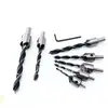 Broca avellanadora de tres puntas para carpintería, Broca expansora de agujeros, Punta de destornillador, Juego de abridor de agujeros, Acero de tungsteno multifuncional