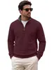 Sudadera de hombre jacquard transfronteriza con media cremallera y manga larga, Amazon primavera/otoño casual de corte holgado, color liso con bolsillos