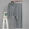 Conjunto de Cárdigan de Punto y Pantalones Transfronterizo, Estilo Europeo y Americano, Otoño e Invierno 2026, Doble Cremallera, Chaqueta Jersey de Cuello Solapa, Conjunto de Pantalones de Pierna Ancha
