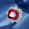 2023 nueva joyería Huabi cobre chapado en oro moda europea y americana color imitación tesoro cuadrado grueso 14*16 anillo mujeres