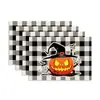 Jogos Americanos de Halloween Estampa de Abóbora Fantasma Aranha Assustadora Jogos Americanos Decorativos Festa Noturna de Halloween Mesa Tapetes de Mesa Antiderrapantes