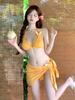 Ropa para Vacaciones en la Isla de Bali, Tailandia Bikini Sexy de Tres Piezas para Mujer que Cubre el Vientre Adelgazante Fuente Termal
