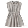 Ropa de niños verano nuevo niñas algodón elegante cintura sin mangas camisa vestido a rayas estilo occidental