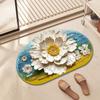 Tapete de puerta con efecto 3D Guofeng marea nacional Loto Oval tapete antideslizante tapete absorbente pequeño fresco tapete de baño