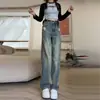 Jeans Rotos Retro de Otoño para Mujer Primavera y Otoño Estilo Americano Cintura Alta Pierna Recta Ajustada Aspecto 2024 Nuevos Pantalones de Pierna Ancha Hundidos
