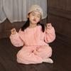 Conjunto de Roupa de Casa Infantil Forrado com Lã Outono e Inverno Quente Meninas Pijama Espessado Meninos Bebê Roupa Forrada com Lã Roupa Infantil