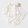 Conjunto de Bebé de Cintura Alta Clase A Algodón Puro Primavera/Otoño Ropa para Recién Nacidos Unisex Conjunto de Bebé de Manga Larga de Algodón Puro
