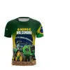 [Tela de Malla] Código Europeo Nuevo Mundo de Flores 3D Aficionados al Fútbol Copa del Mundo Animando Camiseta de Manga Corta para Hombre