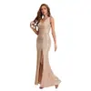 Nuevo Vestido de Noche de Comercio Exterior Estilo Europeo y Americano con Escote en V y Lentejuelas, Moda Femenina Transfronteriza de Amazon, Vestido Largo de Lujo con Abertura