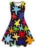 Vestido Casual Sem Manga para Meninas com Estampa Digital 3D de Estrela de Cinco Pontas Assimétrica Europeia e Americana Cross-Border Aliexpress