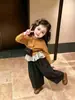 FHW Otoño Nuevas Llegadas Cárdigan de Punto para Niñas Conjunto Único Exquisito Niños Bebé Versátil Pantalones de Puntos Hoja Curva Coreano
