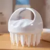 Escova de Silicone para Shampoo de Grau Alimentício, Pente Massageador de Óleo para Cabeça, Escova de Silicone Grande Redonda com Dentes Longos para Limpeza do Couro Cabeludo
