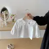 Ropa de otoño con camiseta de algodón para bebé con cuello alto bordado para niñas, top de camiseta de manga larga para niñas de 0 a 3 años