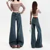 Jeans de Microcampana de Alta Gama de Moda para Chicas Atrevidas de Mujer de Cintura Alta Adelgazantes Elásticos Levanta Glúteos Azules Claros Versátiles de Campana