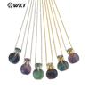 WT-N1457 personalidad moderno color clásico fluorita perfume aceite esencial botella redondo pequeño colgante collar oro y plata