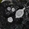 Prata Esterlina S925 Calcedônia Branco Gelo Ovo de Pombo Colar Brincos Anel Ágata Pingente de Jade Feminino Conjunto Combinando