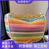 Bolso pequeño tejido de verano para mujer 2026 nuevo color de moda, bolsa tipo empanada con bloques de color, bolso cruzado casual elegante para el día a día