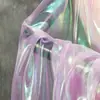 Tejido fino de flash, gradiente láser, organza de malla colorida, tejido de diseñador, translúcido, dormitorio, interior, transmisión en vivo