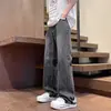 Jeans largos casuales de estilo retro americano transfronterizo, nuevos y modernos para hombre, lavados, holgados, rectos, con vibra de calle alta hip-hop