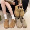 Sapatos Birkan forrados de lã Sapatos de algodão Femininos Inverno forrado de lã Outwear 2024 Novo Estilo Slip-on Sola grossa Aumentado Cabeça Grande Sapatos preguiçosos