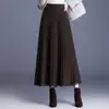 Moderna falda de punto línea A para mujer, nueva colección otoño/invierno 2026, de cintura alta, adelgazante, plisada, con caída fluida, casual y con dobladillo ancho
