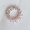 Pulseira de Cristal Rosa Natural Bolha Rosa, Pulseira Popular de Cristal com Contas Grandes, Atrai Amor, Presente Perfeito para Melhores Amigas