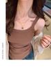 Camisola de Verano Simple de Color Sólido con Almohadillas para el Busto para Mujer Ropa Exterior de Verano con Top sin Mangas para Mujer