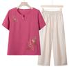 Blusa de manga corta de verano para señora mayor, vestido para madres de mediana edad y mayores, camisa pequeña bordada estilo occidental, vestido informal holgado de abuela para personas mayores