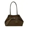 Bolsa Grande de Capacidad Retro Translúcida Transfronteriza Nueva Colección Primavera/Otoño 2026 Bolso de Hombro Único de Gamuza y Felpa Bolso de Mano