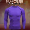 Ropa de Fitness de Manga Larga para Hombre, Capa Base Deportiva Transpirable de Poliéster, Body Deportivo Casual, Camiseta Elástica Moldeadora