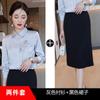 Camisa de Mujer de Manga Larga de Satén Elegante y a la Moda Ajustada Elegante Negra Exquisita para Viajeras Estilo OL Camisa de Cuello Blanco