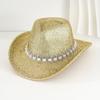 Accesorios de Perlas Sombrero de Vaquero Occidental Sombrero para Exteriores de Gran Circunferencia de Cabeza Sombrero de Copa Estilo Europeo y Americano para Mujer Sombrero de Jazz Versátil para Hombre