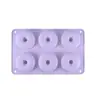 Molde para Donas de Silicona de Grado Alimenticio de 6 Piezas en Colores Macaron, Molde Redondo para Donas, Herramienta para Hornear Galletas