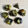Juego de Dados Poliedros D&D con Patrón de Mármol, Color Mixto Transparente D4D6D8D10D12D20 Caras, Coc, Juego de Mesa, Juego de Siete Piezas