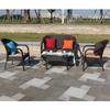 Silla de ratán para exterior, sofá de patio, sala de estar de ocio al aire libre, sofá para tres personas, mesa de centro de jardín al aire libre, combinación de muebles de ratán