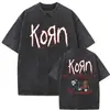 Camiseta Masculina Korn Ftl 25 Follow the Leader Estampada Frente e Verso Rock Gothic Casual Oversized Masculina