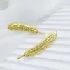 Broche Metálico con Forma de Pluma y Pedrería Hebilla de Fijación de Corsage Retro a la Moda Accesorios para Ropa Pin Antiexposición