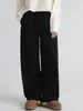 Pantalones de chándal holgados rectos de pierna ancha, estilo coreano, casual, simples, para otoño e invierno, nuevos, con forro polar, cordón, hasta el suelo, transfronterizos
