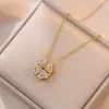 Collar para Mujer, Estilo Nuevo, Dos Formas de Usar, Apertura y Cierre Corazón a Corazón, Flor de Cuatro Hojas, Plegable de Amor a la Moda, Cadena Creativa para Clavícula al por Mayor