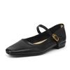 Scarpins Básicos Versáteis Damasco Nova Primavera e Outono Bico Redondo Salto Baixo Grosso Couro de Ovelha Macio Sapatos Femininos Mary Jane