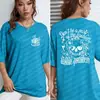 Camiseta Feminina de Algodão Y2K com Gola Redonda, Manga Curta, Estampa Personalizada de Caveira e Flores, Versátil, Macia, Top de Verão Super