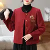 Estilo Nuevo Primavera y Otoño Ropa para Mujeres de Mediana Edad y Mayores Chaqueta Corta Elegante para Mujer Madre de 50 Años Ropa de Otoño Estilo Chino Top de Lana con Cuentas