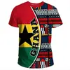 Camiseta Moda 2026 África Ghana Estampado 3D Camiseta Casual de Cuello Redondo para Hombre Camiseta Deportiva de Verano con Cuello Redondo y Manga Corta