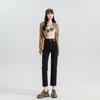 Jeans Americano de Cintura Alta para Mulheres 2025 Primavera & Outono Novo Nicho Efeito Emagrecedor Calças Cigarrete Elástico Moda para Mulheres Altas