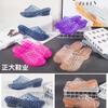 Pantuflas de PVC con Brillo de Cristal Transparente para Mujer Tacón de Cuña Suave Transpirables Casuales de un Trapeador Color Sólido Zapatos de Casa para Mujer